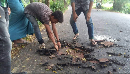 কালীগঞ্জে ১৯ কোটি টাকার রাস্তা উঠে গেল সাত দিনে