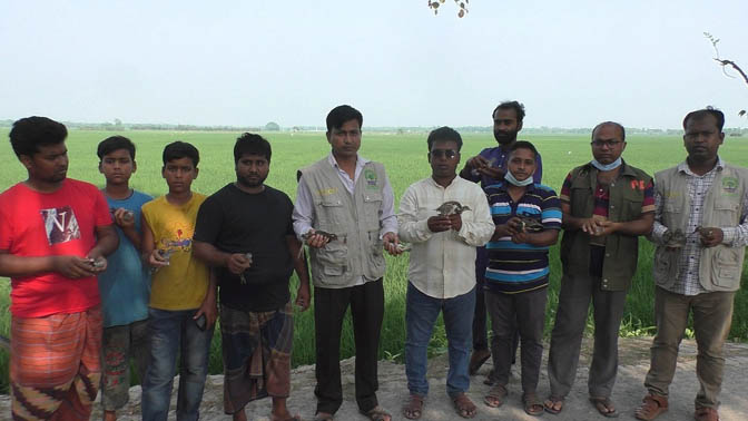 ঝিনাইদহে শিকারীদের হাত থেকে উদ্ধার করা পাখি অবমুক্ত